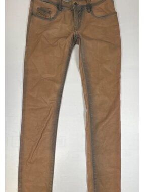 Diesel Grupee Women Size 30 L 32 Super Slim Skinny Jeans Tan Brown